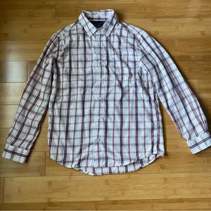 Tommy Hilfiger Boys Red & Blue Plaid Long Sleeve Shirt Size Large (16/18)